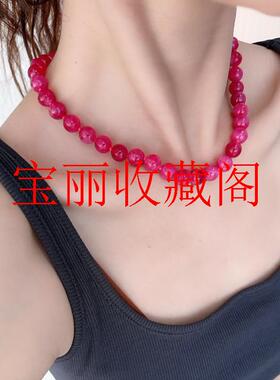 高端红玛瑙项链女款锁骨链轻奢小众高级感圆珠手串新款爆款毛衣链