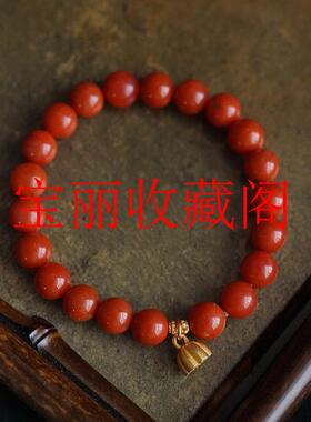高端南红玛瑙满色满肉川料柿子红单圈圆珠手串原创手链女款送礼品