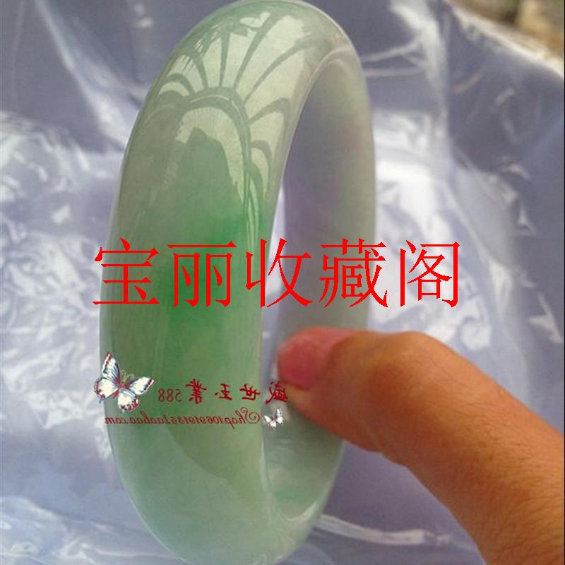 冰糯种浅紫浅绿宽版加厚轮胎玉镯