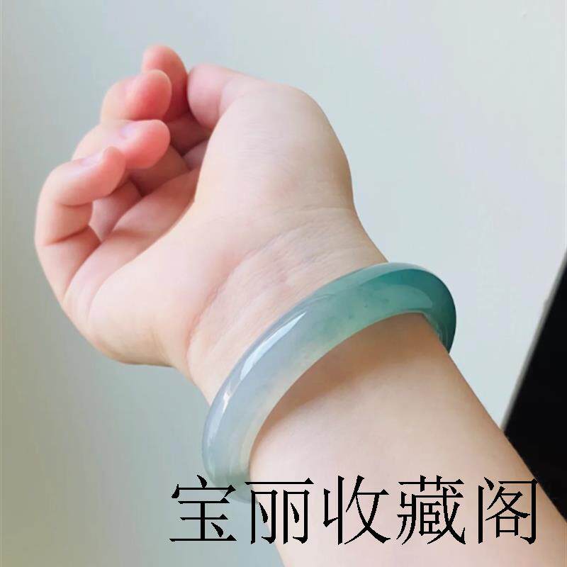 缅甸翡翠色高冰种危料玉石糯冰种油青贵妃玉岫玉翡翠色处理手镯