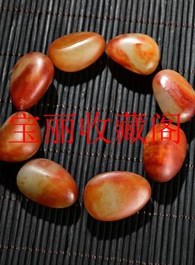 新疆和田玉籽料招财进宝手链老坑羊脂玉沁红皮男女款白玉随形手串