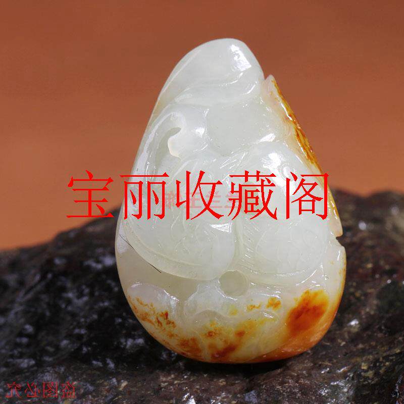 高端新疆和田玉羊脂级白玉籽料鸳鸯吊坠原始带红皮合合美美玉挂件