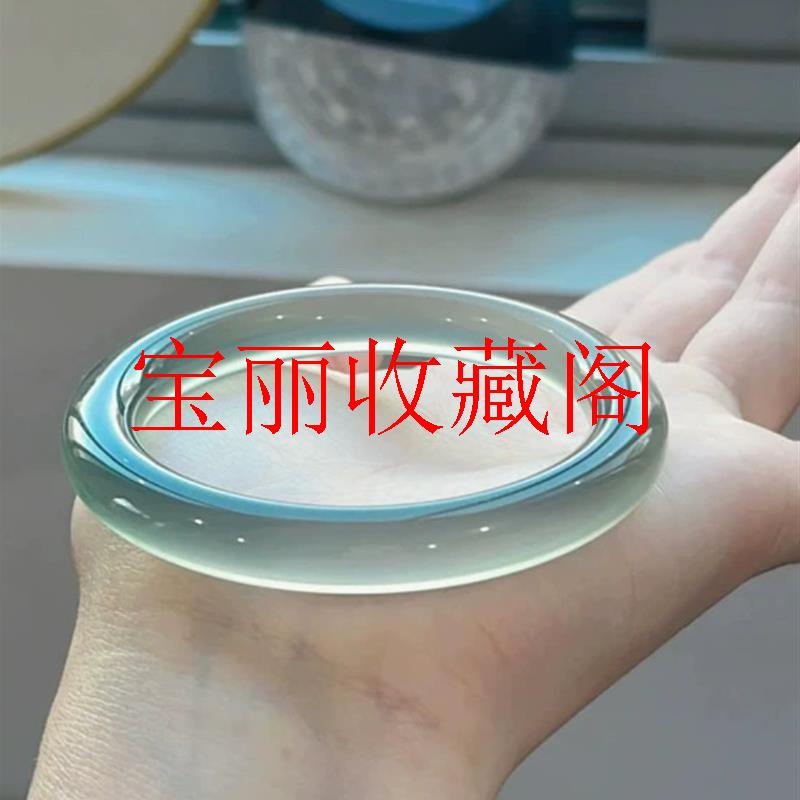 精品高冰马达加斯加玛瑙手镯荔枝冻库里蓝玉髓玉镯女款送礼物饰品