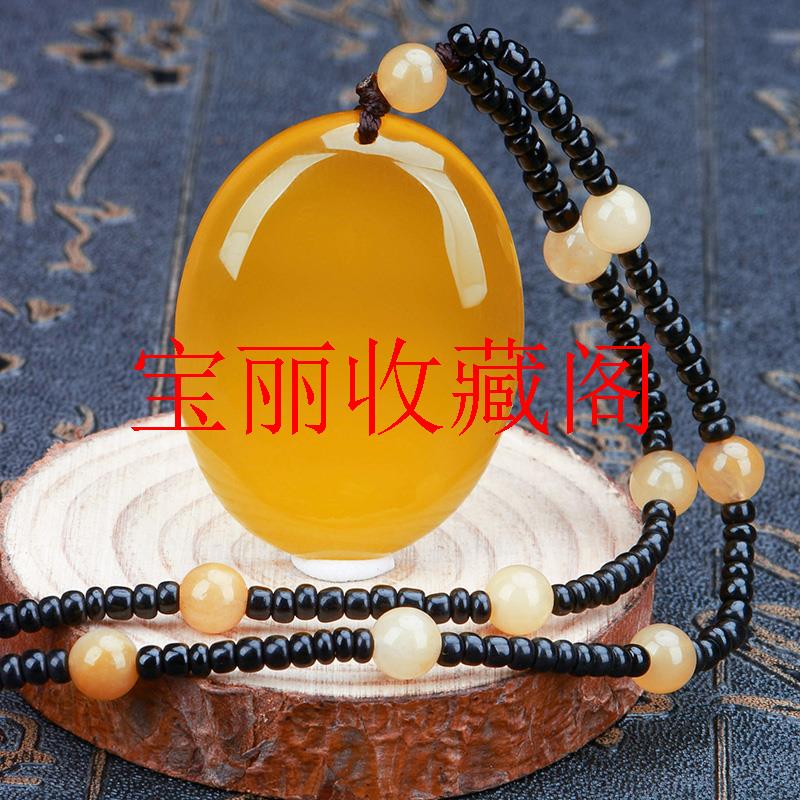 黄玉髓毛衣链子项链女长款秋冬时尚百搭黄龙玉配珠吊坠气质款送礼