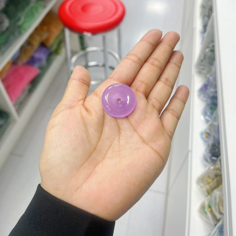 冰种紫罗兰翡翠色平安扣吊坠