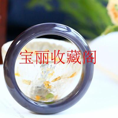 精选新疆和田玉老料烟紫色宽版手镯少女款时尚简约饰品玉镯送礼