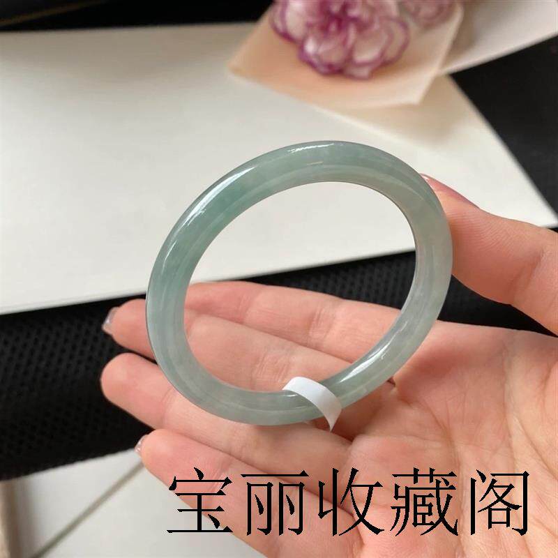 缅甸高端翡翠色手镯浅绿色新中式细圆条美人条手镯送礼品叮当玉镯