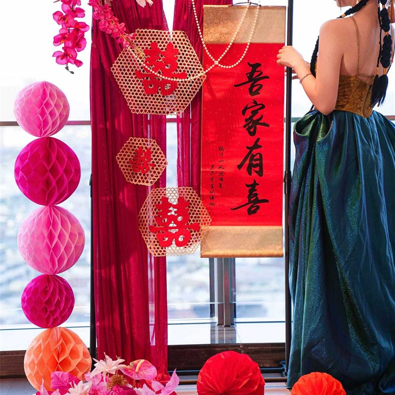 结婚布置婚房装饰套装婚礼装扮新C房喜字中式订婚宴门口迎宾牌指