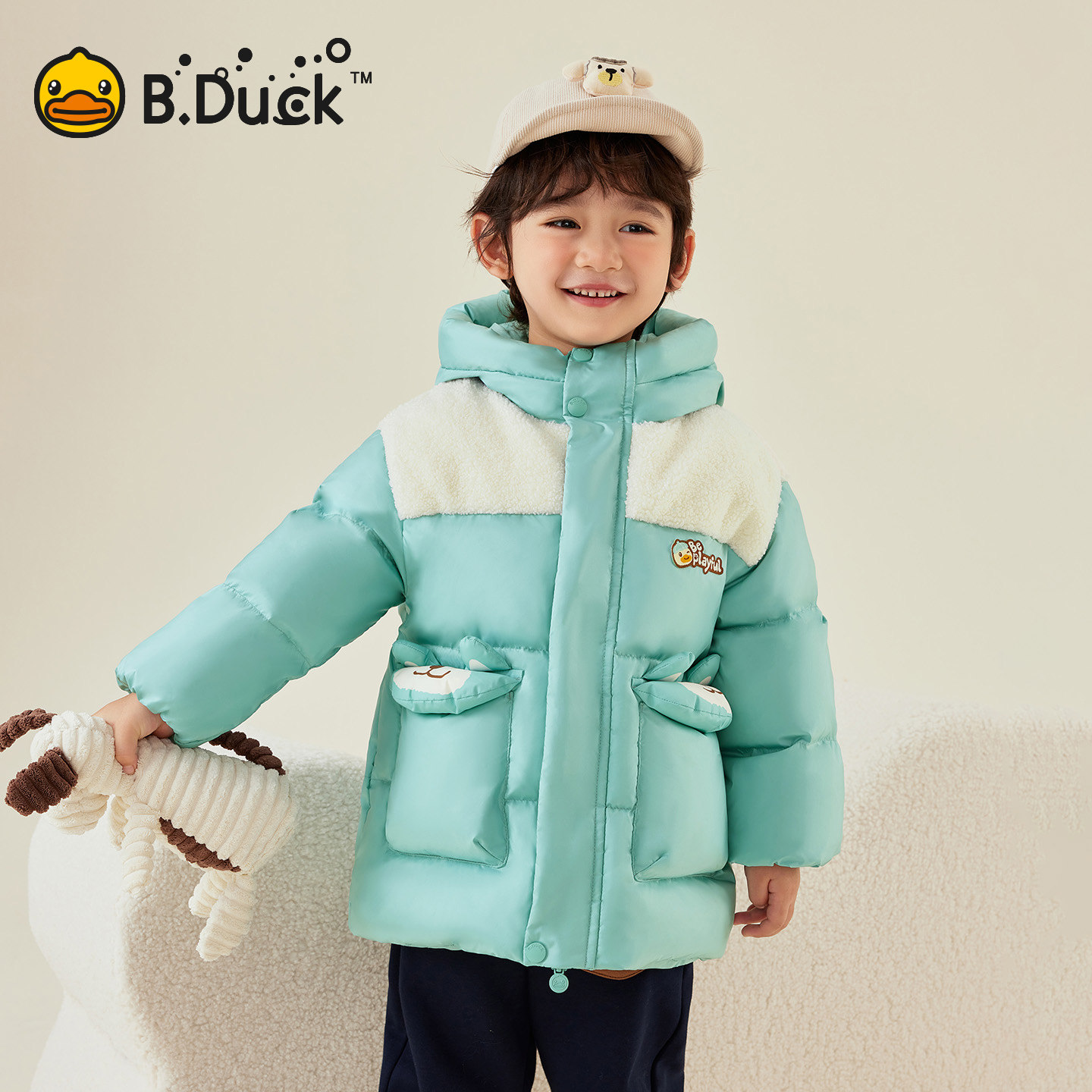 小黄鸭男童宝宝羽绒服保暖外套