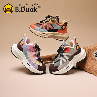 户外女童保暖棉鞋 B.Duck小黄鸭儿童加绒运动鞋 男童二棉鞋 新款 冬季