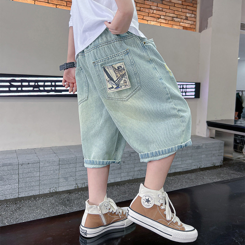 男童夏装牛仔裤裤子夏季薄款帅2026年新款中大童男孩夏款短裤宽松