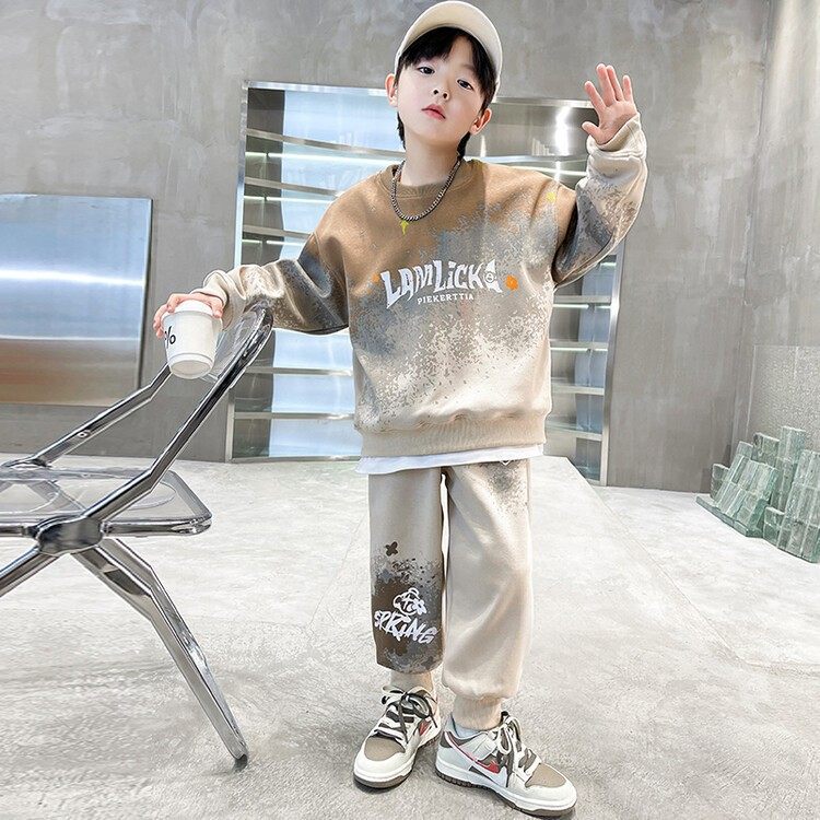 男童套装春秋款潮帅气时髦中大童运动卫衣两件套儿童男孩秋休闲装