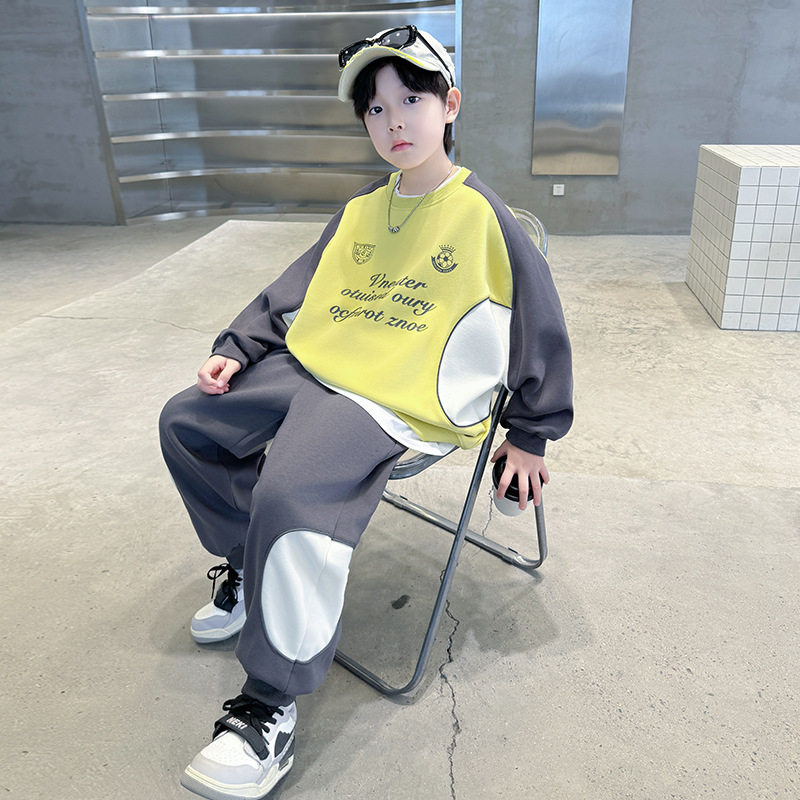 男童春装卫衣套装春秋款2026新款中大童男孩秋季帅气时髦运动装潮