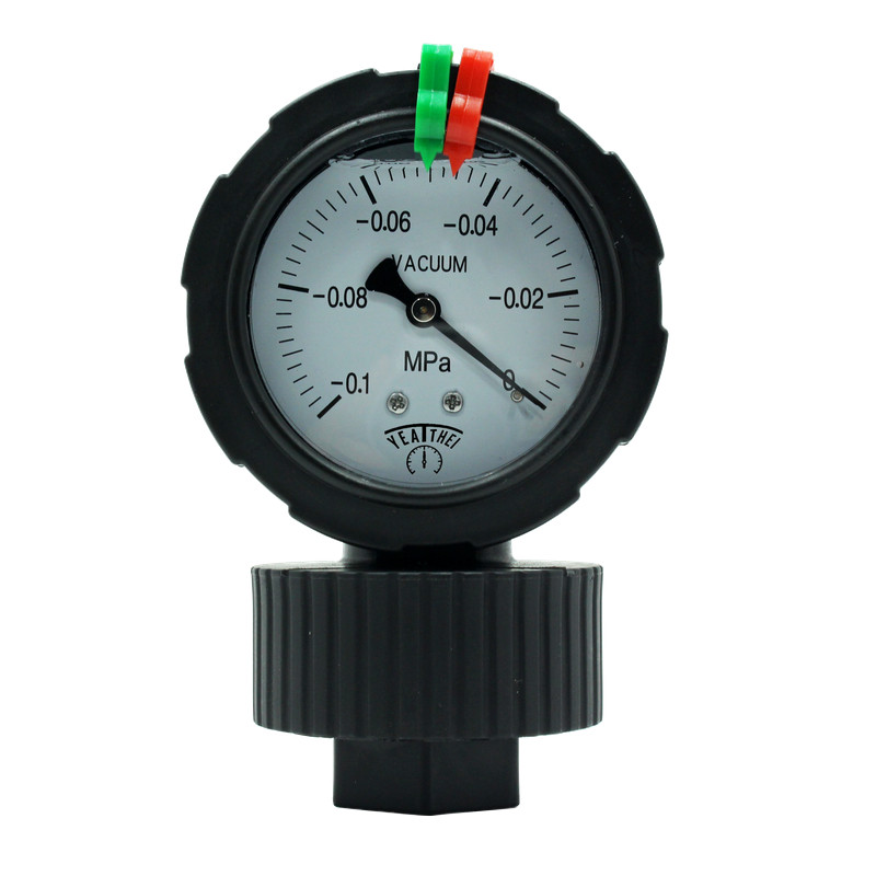 YEATHEI雅德径向-0.1MPA-0全塑一体式PP隔膜真空负压表PPYCZ01