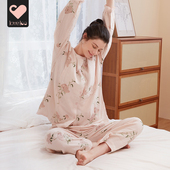 loveloc月子服春夏孕妇睡衣纯棉纱布哺乳睡裙产妇四季 家居服待产