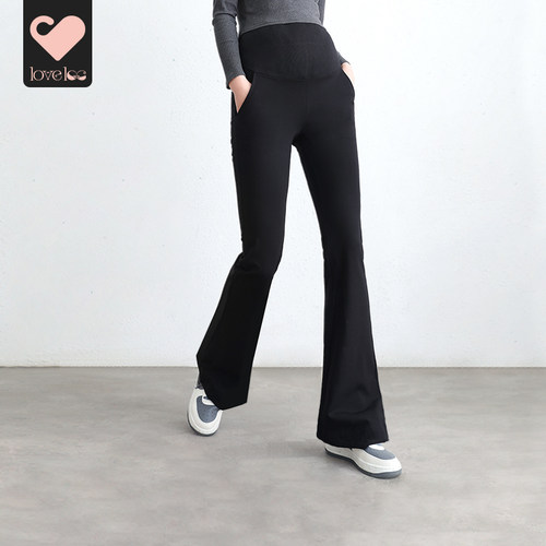 loveloc孕妇裤阔腿裤喇叭裤遮肉