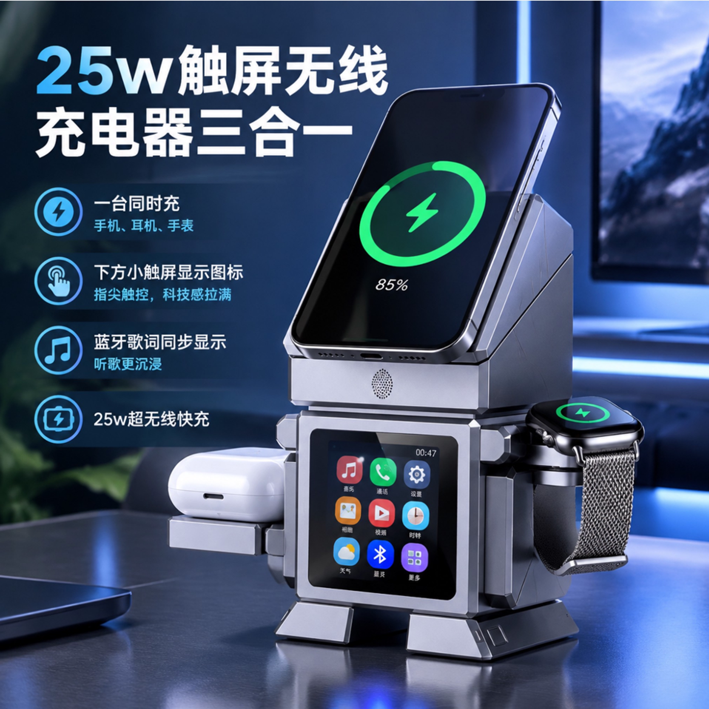 黑科技磁吸无线充蓝牙音响男生高端生日礼物送老公朋友创意风音箱