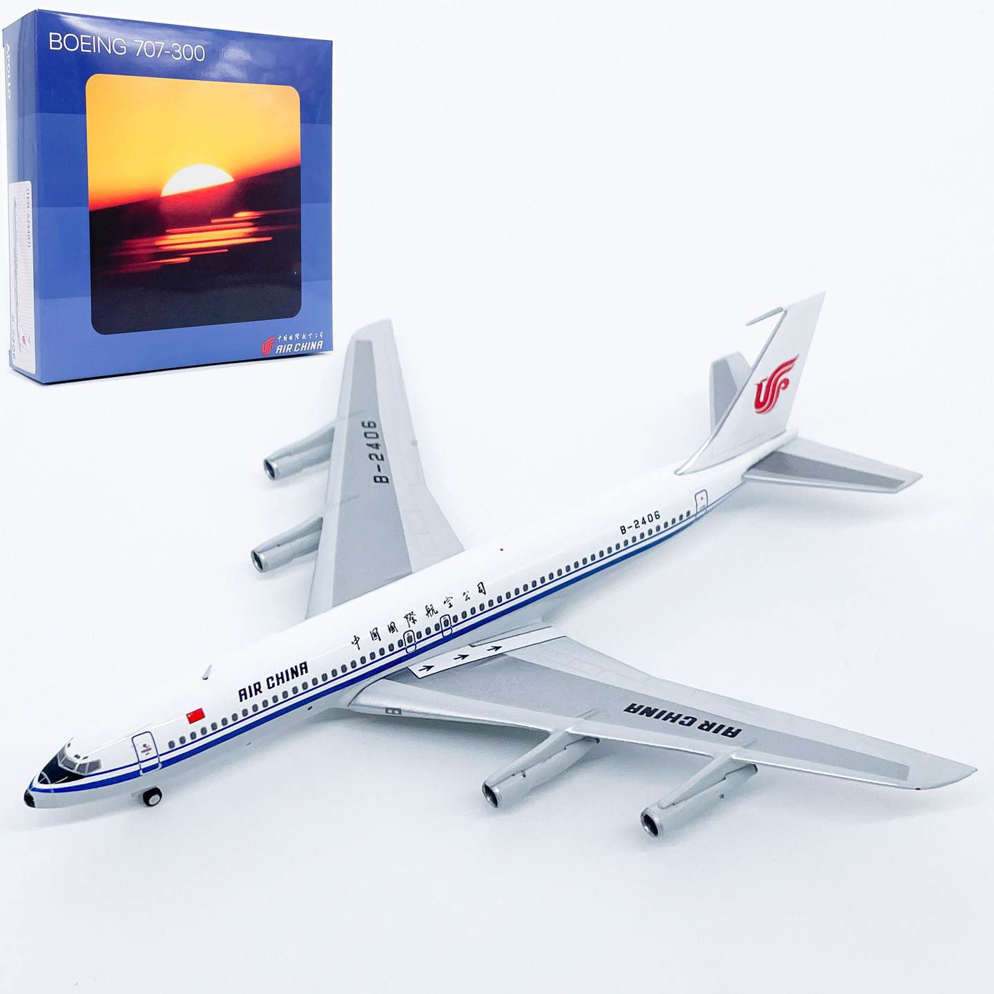 APOLLO 1:400国际航空B707-300客机B-2406合金飞机模型收藏摆件图片