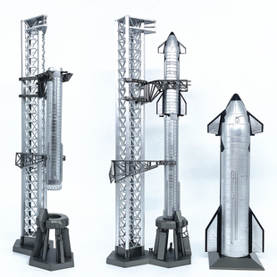 太空探索星舰SpaceX发射架回收火箭套装部分合金仿真成品模型