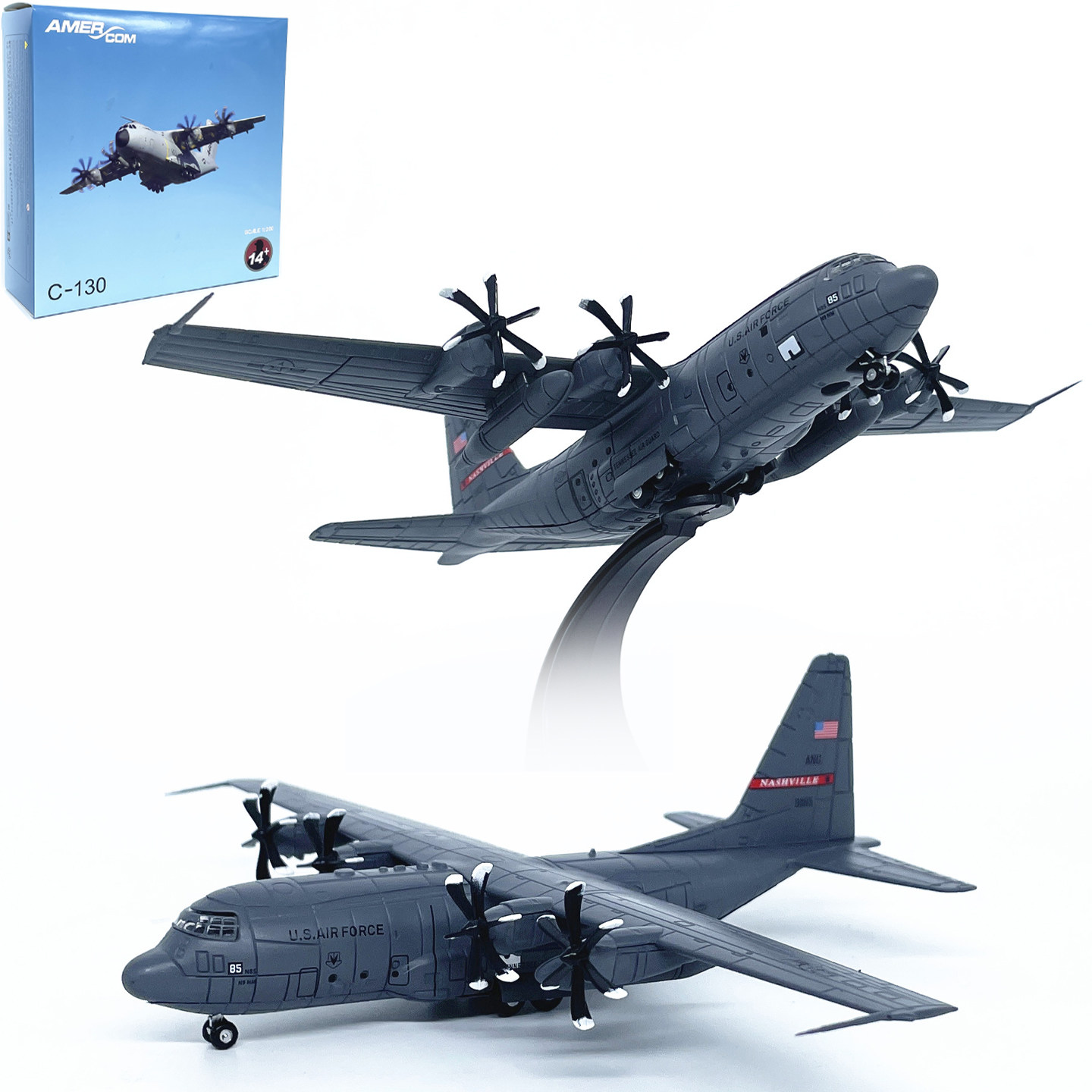 1:200美国C-130大力神运输机飞机模型合金绝地求生跳伞机免胶分色
