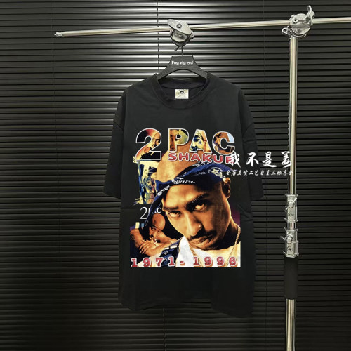我不是姜 2pac复古oldschool嘻哈街头人像短袖vintage说唱重磅潮