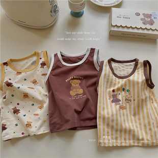 男女童内穿无袖 儿童小背心2025夏季 小宝宝纯棉吊带套装 三件装