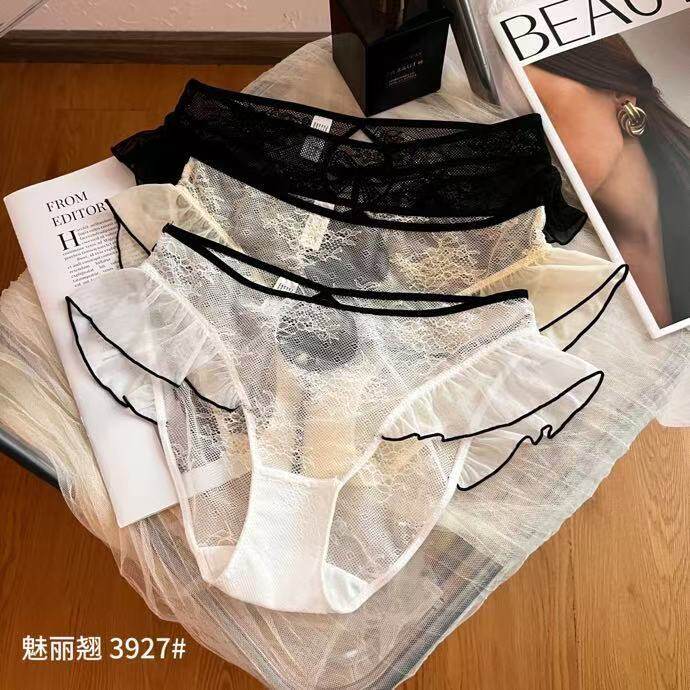 波点网纱镂空低腰三角裤女