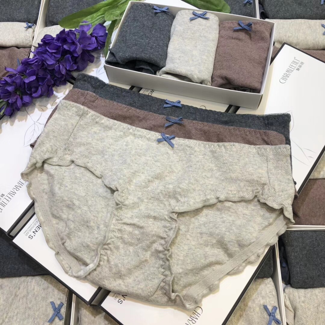 魅丽翘精品三条装本色棉柔女内裤