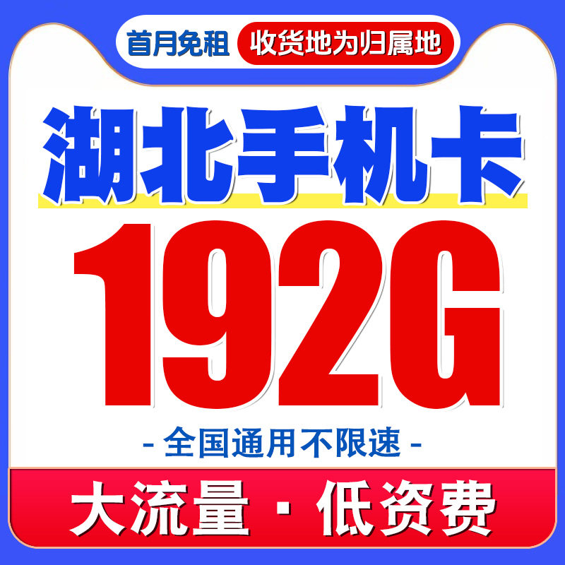 湖北武汉移动手机电话卡儿童电话手表卡4G不限速流量卡电话号码卡