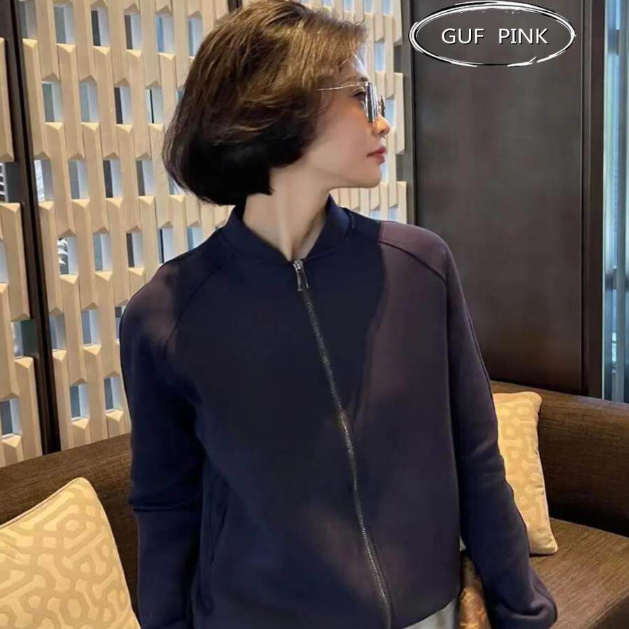 香港高级感春款欧货无帽夹克卫衣短外套女休闲秋冬加绒风衣开衫潮