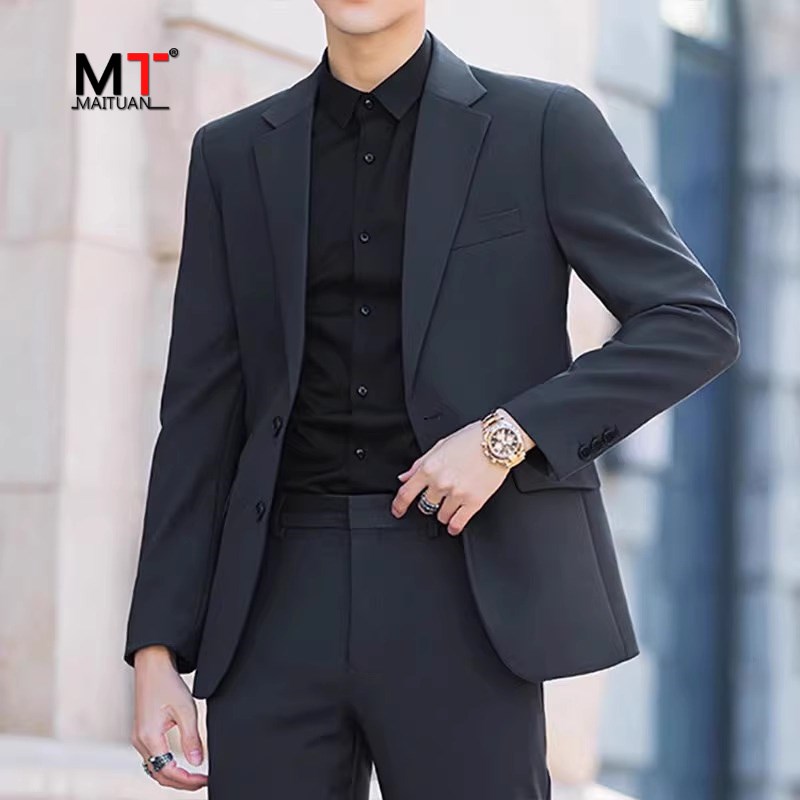 高端休闲西装外套男士春秋季2024新款高级感痞帅商务正装西服男款