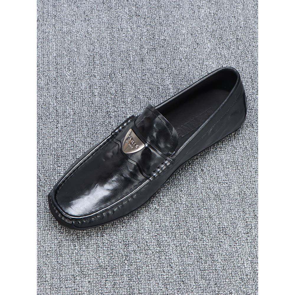 真皮豆豆鞋男款秋季新款轻便软底牛皮透气百搭休闲皮鞋男轻奢商务