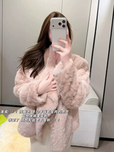 千金感软软温柔毛茸茸年轻款皮毛一体环保皮草女冬季时尚毛外套