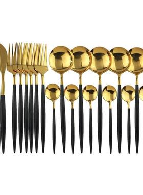 24Pcs Dinnerware Set Stainless Steel Cutlery Set Kitchen Tab