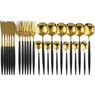 24Pcs Dinnerware Set Stainless Steel Cutlery Set Kitchen Tab