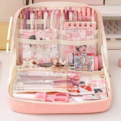 Large Capacity Pencil Bag Pink Aesthetic School Pencil Box S