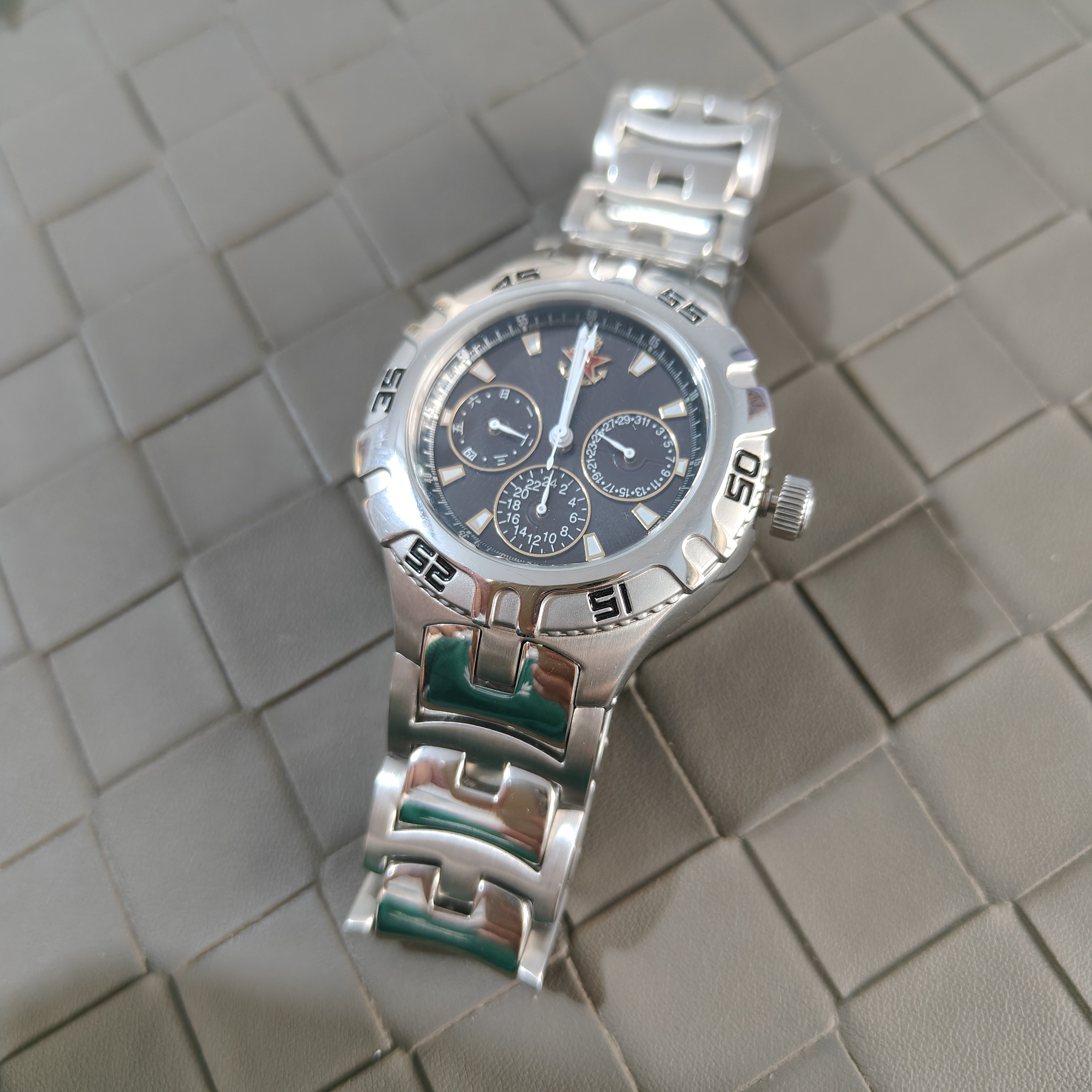 潜水员专用日本光动能机芯多功能三眼男士钢带手表带防水锁把夜光,手表,国产腕表,淘宝优惠券,粉丝福利购,淘宝优惠卷