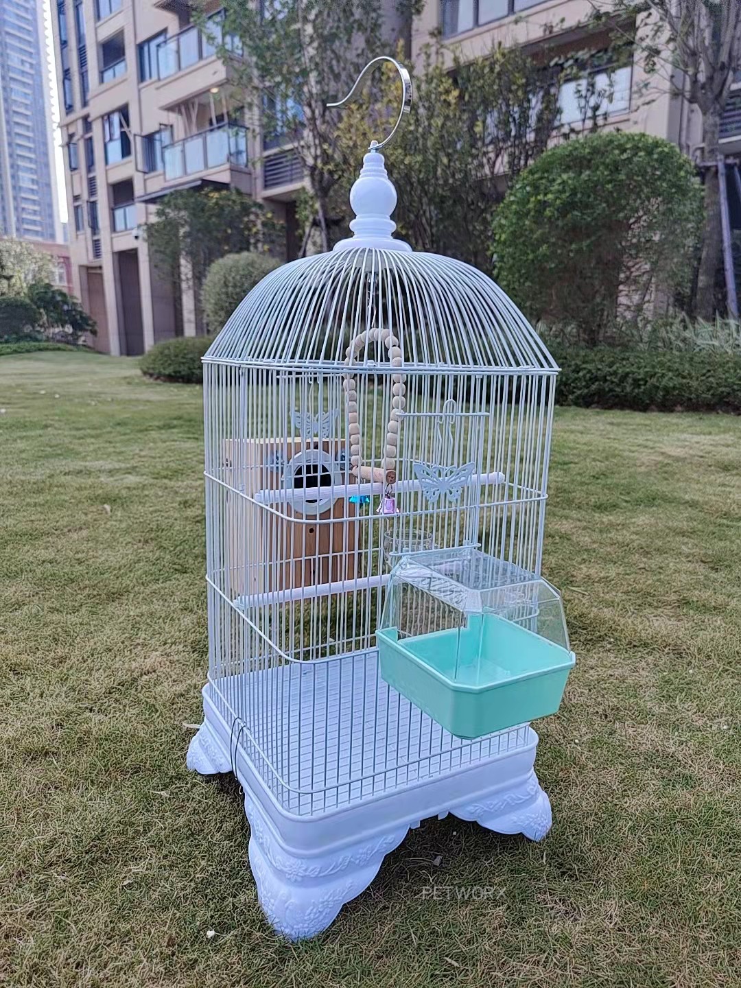 新品复古中国风铁艺金属豪华鹦鹉牡丹八哥虎皮中小型方形鸟儿笼