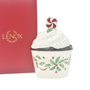 外贸Lenox圣诞节系列假日冬青陶瓷冰淇淋造型糖果罐装 饰摆件礼物