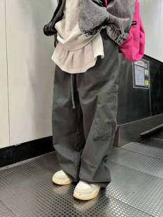 裤 休闲直筒口袋抽绳工装 阔腿宽松男女ins 2022AW国潮原创美式 F383