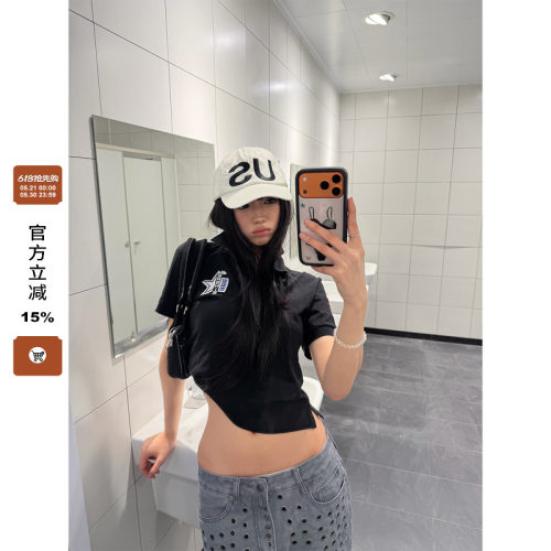 F383星星数字刺绣polo领短袖T恤