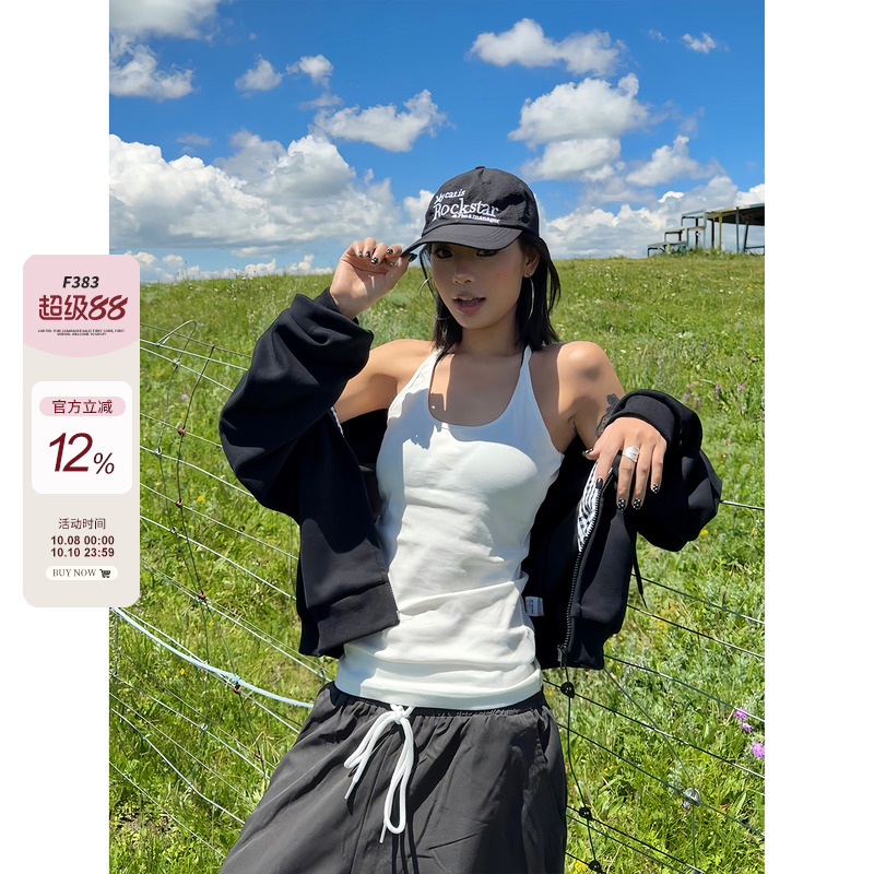 F383美式复古修身显瘦背心