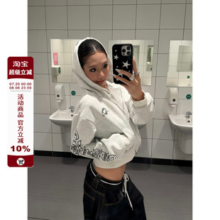 開衫 衛(wèi)衣秋季 美式 辣妹休閑百搭長袖 復(fù)古哥特風(fēng)字母印花短款 F383