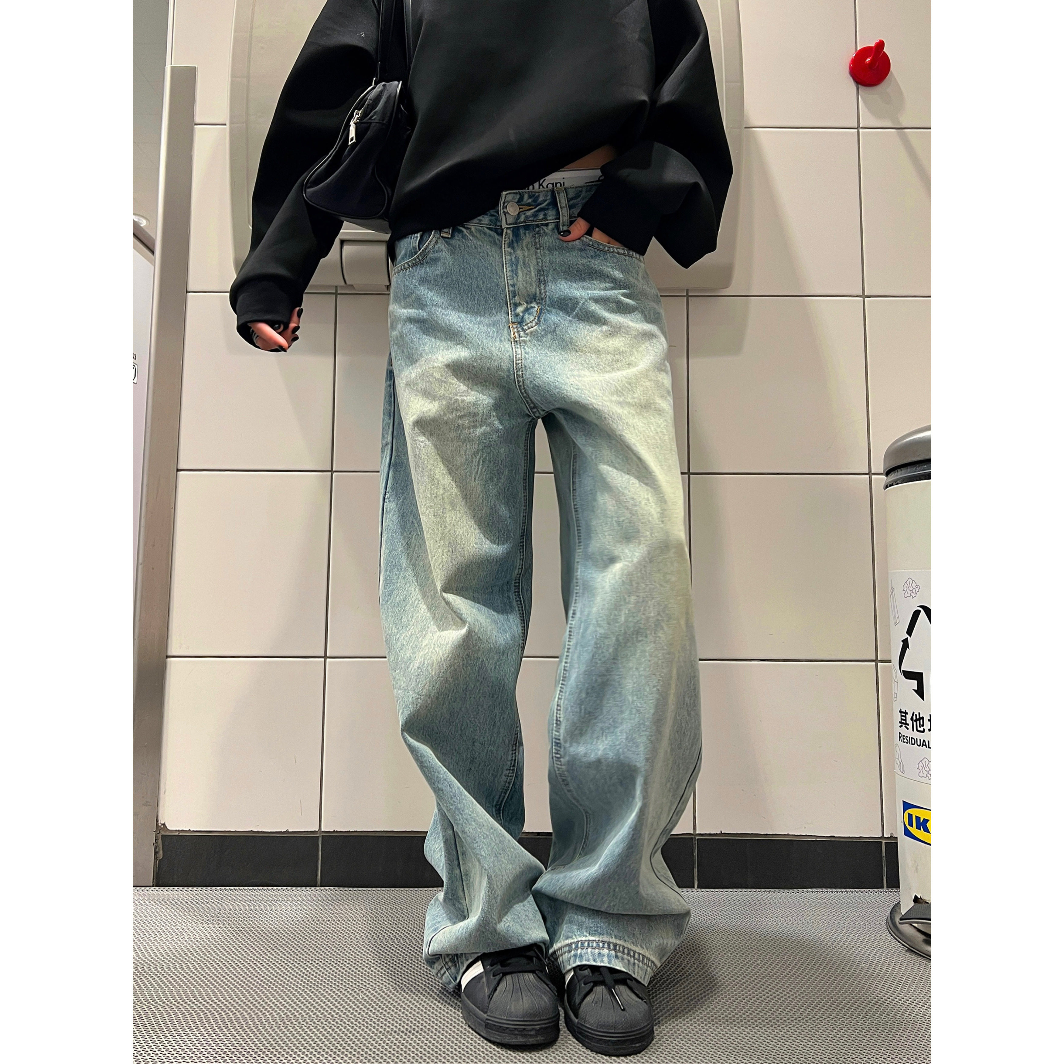 【F383】水洗渐变牛仔裤