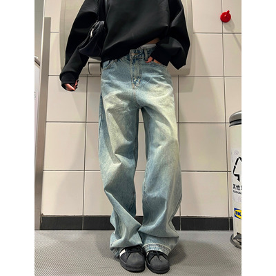【F383】水洗渐变牛仔裤