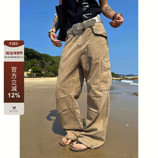 F383 2026美式废土风工装牛仔裤Vintage立体剪裁破坏水洗裤子男女