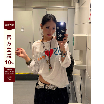 【F383】爱心字母印花长袖