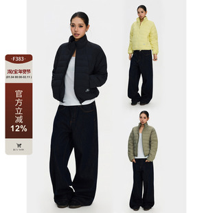 F383 美式复古冬季简约百搭保暖排骨羽绒服立领外套男女休闲上衣