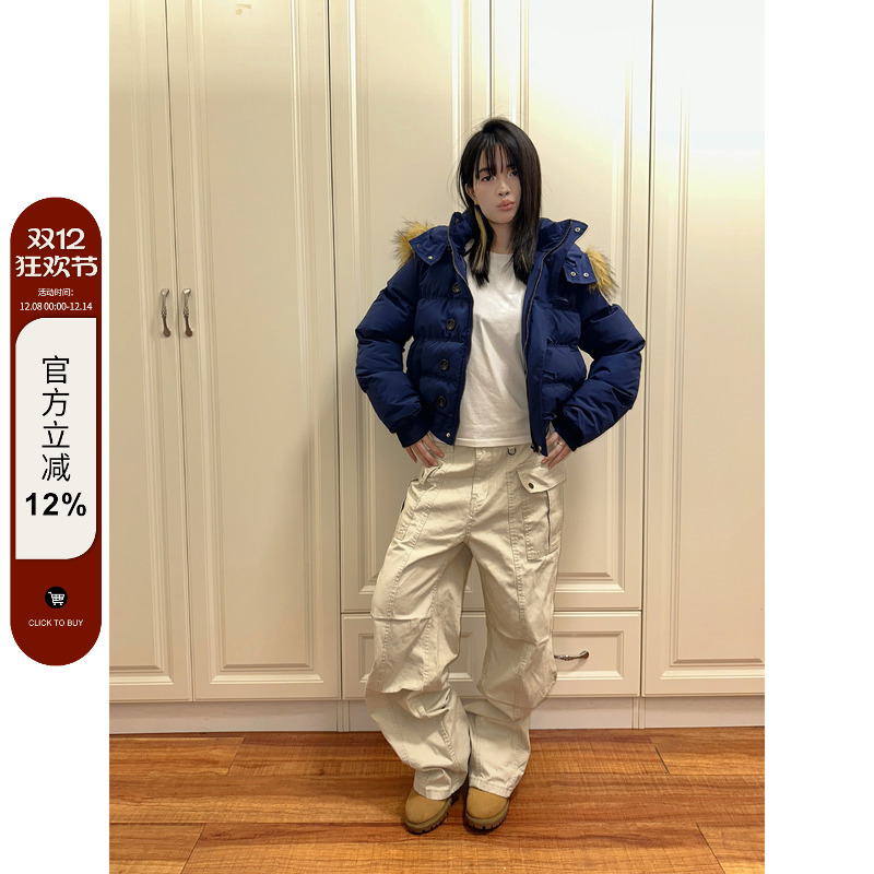 【F383】百搭加厚连帽棉服