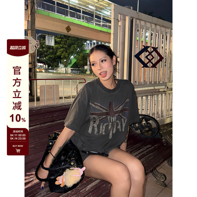 F383旗帜字母印花短袖T恤